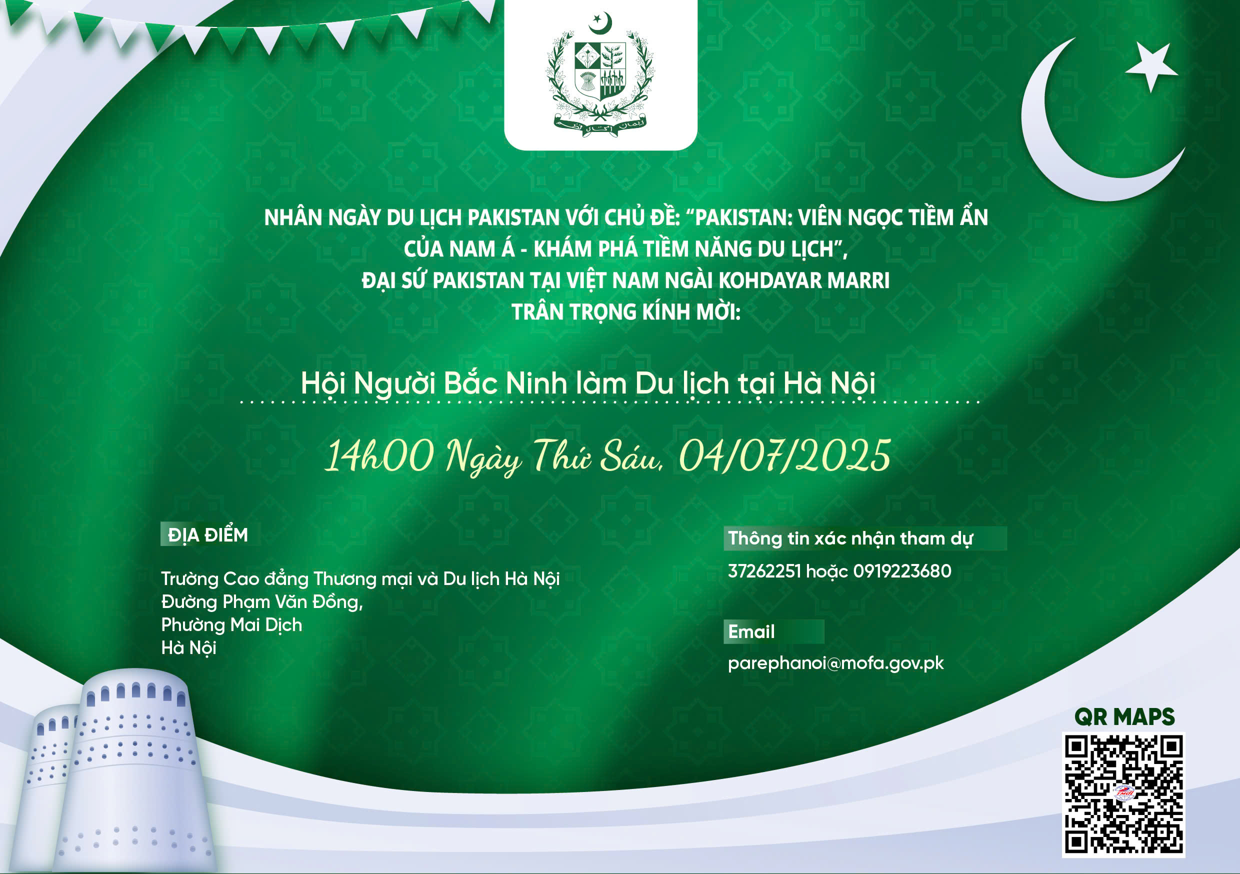 Đại sứ Pakistan mời Hội đồng hương Bắc Ninh làm du lịch tại Hà Nội đến tham dự hội thảo